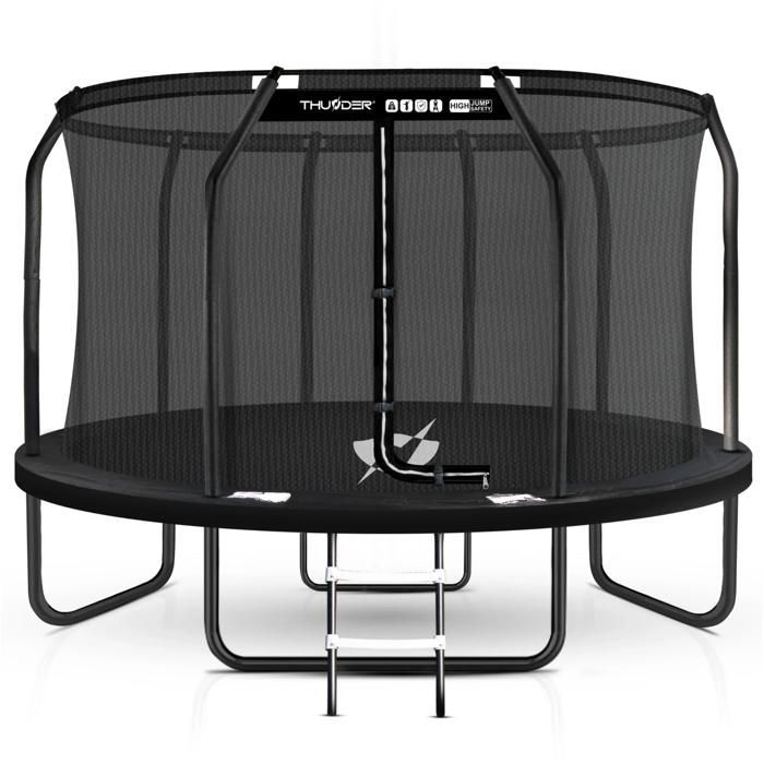 THUNDER® ELITE Trampoline Ø 365-374cm 12FT | For Children | Complete Package with Safety Net | EN71 and TÜV GS Certified | Blue