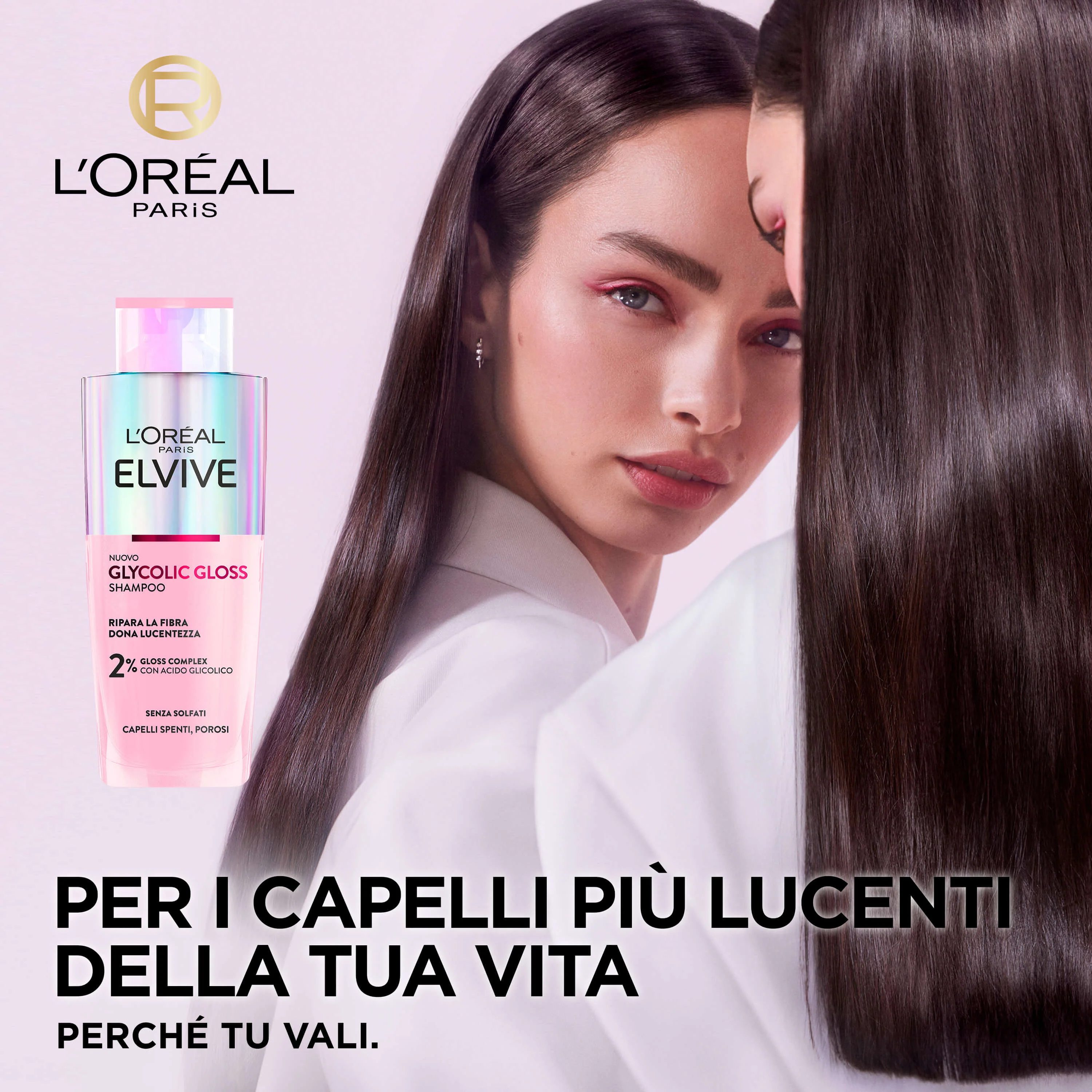 Elvive Glycolic Gloss Shampoo con Acido Glicolico - Shampoo Illuminante, Shampoo Riparatore