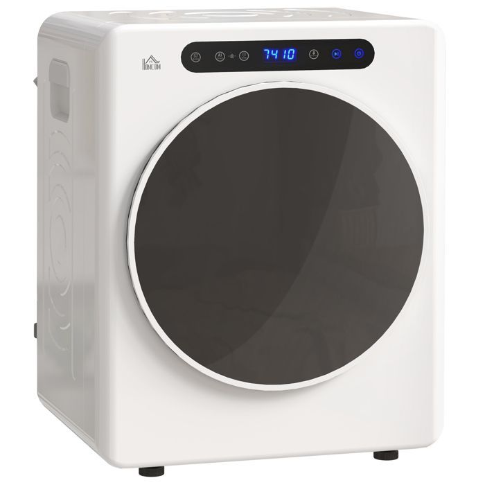 Vented tumble dryer - HOMCOM - 1000 W 3 kg - 6 drying modes, timer - stainless steel - 49 x 43 x 61 cm - white