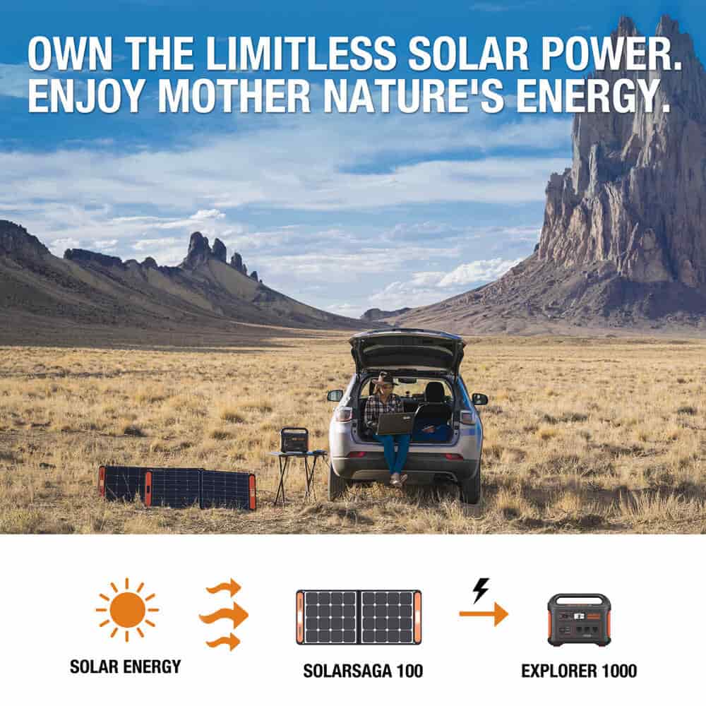 Gerador solar Jackery 1000 (Jackery 1000 + 2 x SolarSaga 100W)