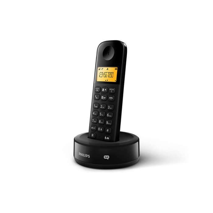 Teléfono inalámbrico - PHILIPS - D1651B/01 - DECT - Negro - Pantalla de 1,6 pulgadas