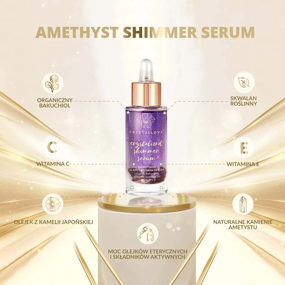 Crystallove serum do twarzy z Ametysem + Płytka do Masażu Gua Sha