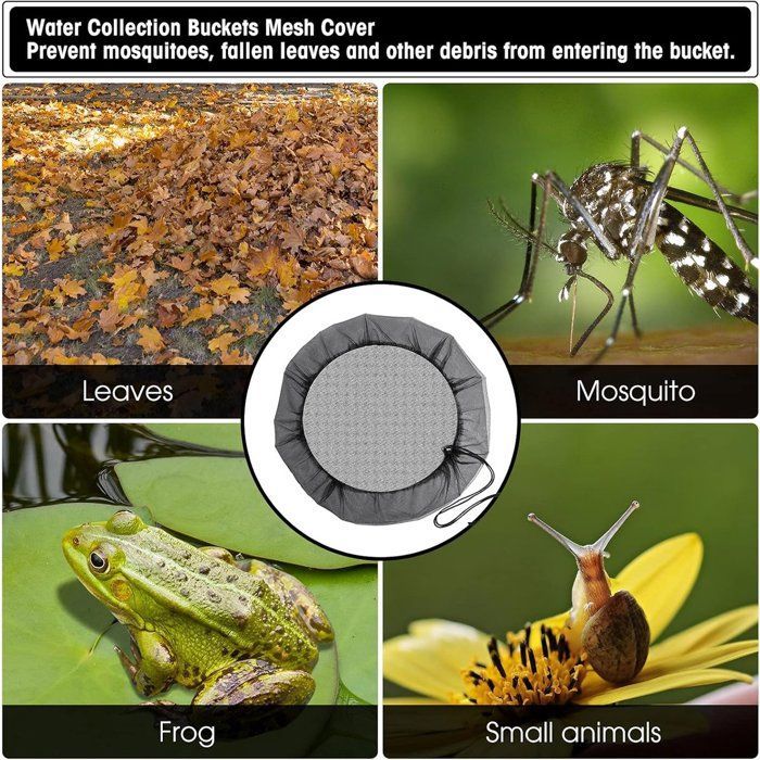 Couvercles de Protection pour Récupérateur d'Eau, 3 Pièces 95cm avec Cordon, Anti-insectes et Poussière, Jardin, Noir