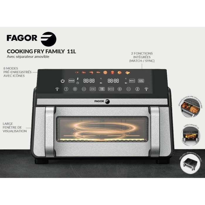 Air fryer - FAGOR - FG10AF - 11L - 2400W - Double tank - Digital display - 8 programs - Family size air fryer