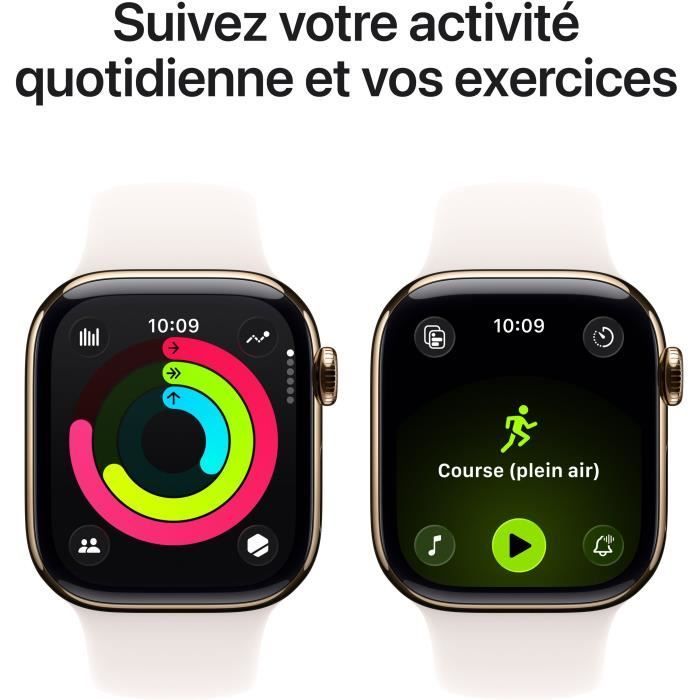 Apple Watch Series 11 GPS + Cellular - 42mm - Gold Titanium Case - Light Blush Sport Band - S/M