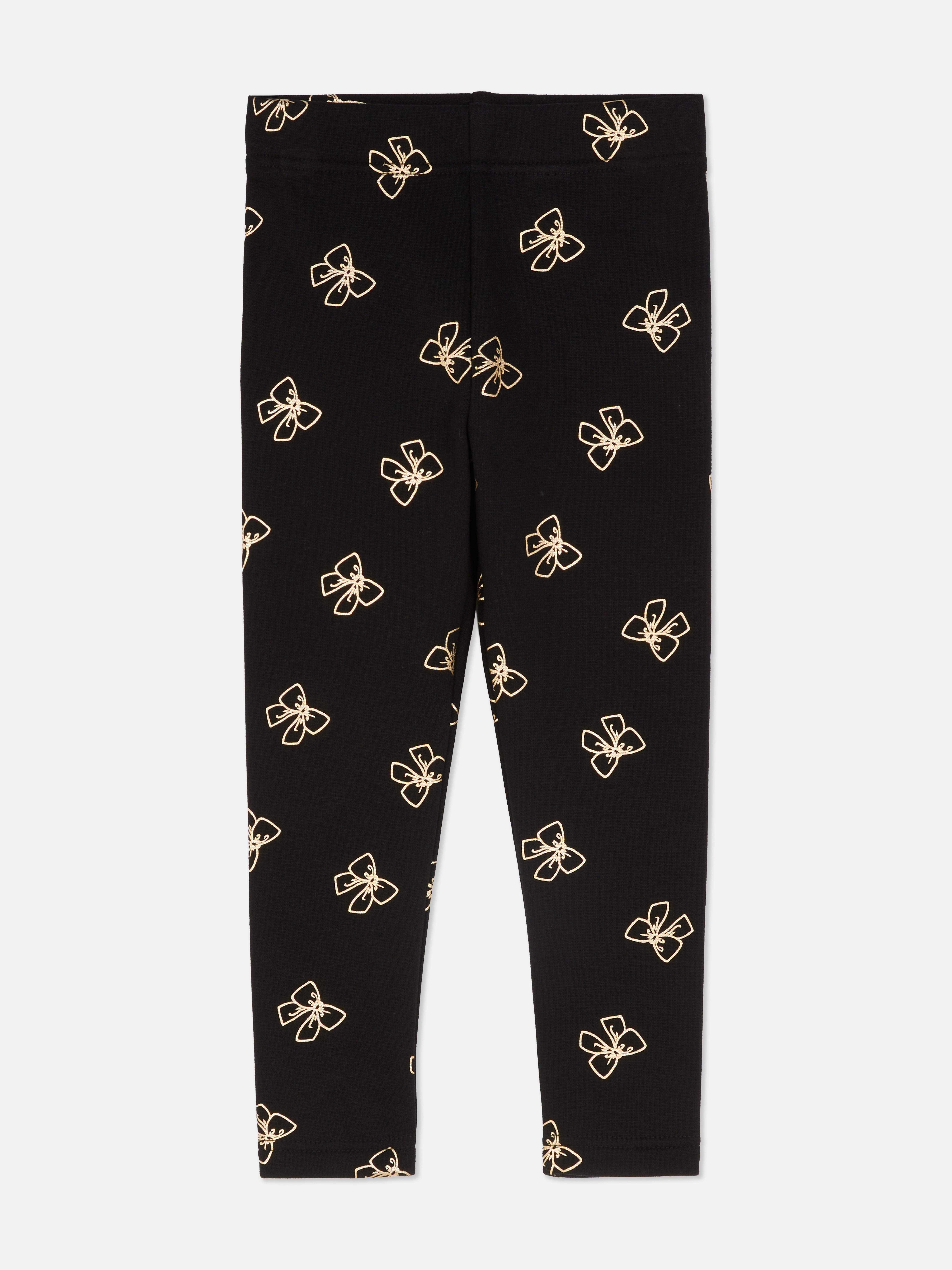 Leggings mit weichem Futter und Schleifen. Leggings mit weichem Futter und Schleifenmuster aus Folie.