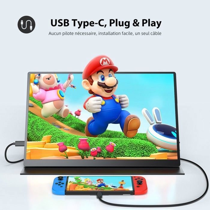 UPERFECT Moniteur portable 16 pouces 2560*1600 2K 120HZ, compatible VESA, avec ports miniHDMI, Type C, OTG