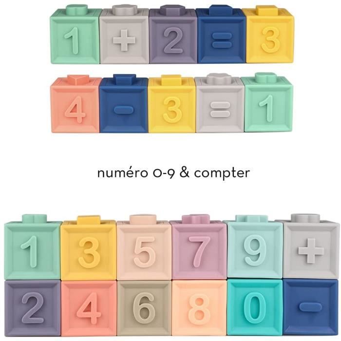 Cubes d'activités en gomme souple - ZGEER - Empilables - Diverses couleurs - 12 mois+