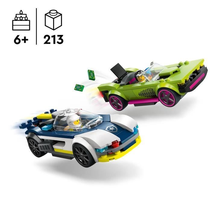 LEGO® 60415 Cityn poliisiauto vastaan superauto-takaa-ajo, lelu minihahmoilla, lasten lahja