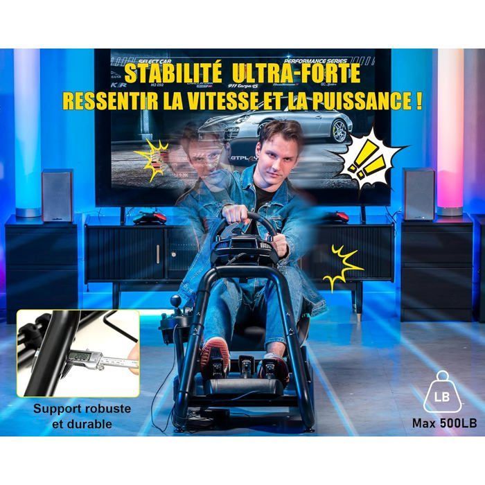 Simulador de conducción - GTPLAYER - GTS03-GY - Asiento con altavoces - Ajustable - Compatible con PC