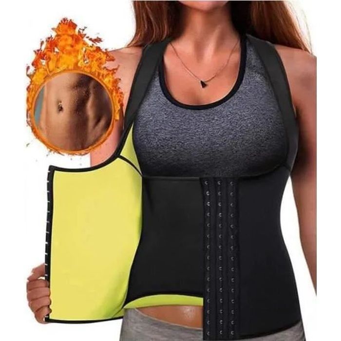 Gilet de Sudation pour Femme Sauna Sport Gaine Amincissante Débardeur Minceur Ventre Plat Fitness Waist Trai