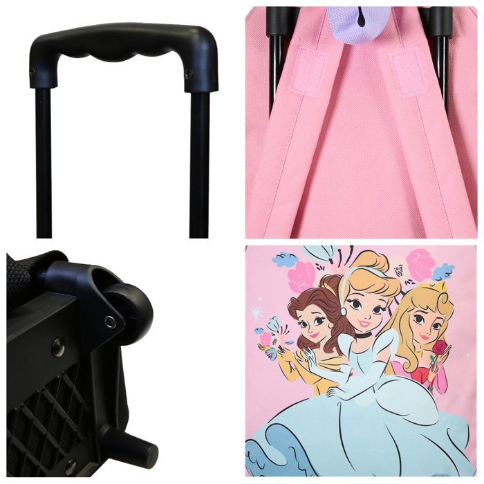 Bagtrotter - Disney Princesses - Rolling School Backpack - Pale Pink - 1 Zipped Compartment - Shoulder Straps...