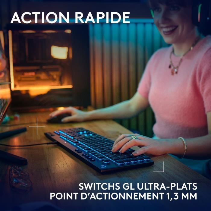 Gaming keyboard - Wired - Logitech G - G915 X - AZERTY - Tactile switches - Black