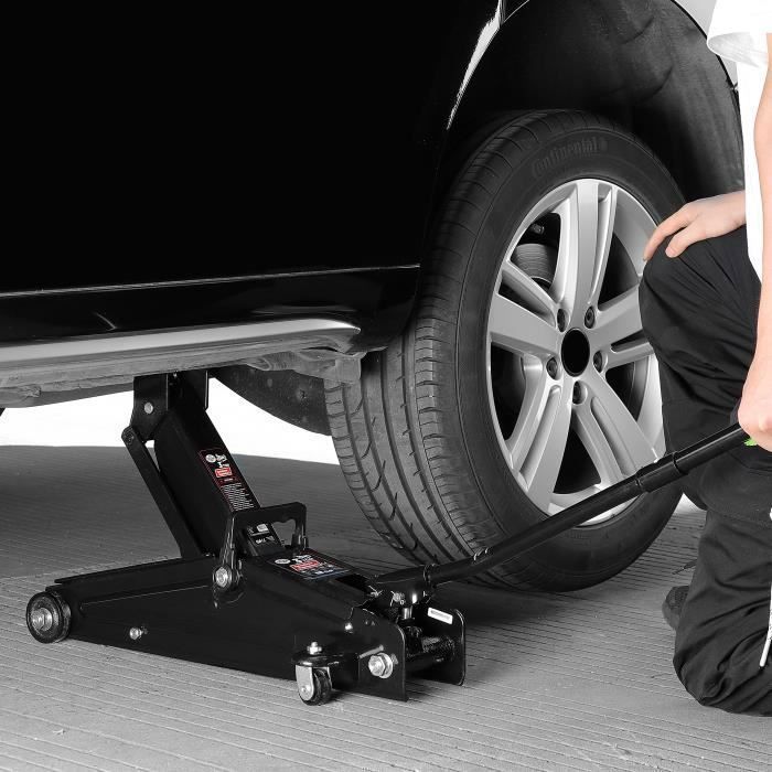 Gato hidráulico • 3 toneladas • compacto y robusto • altura de elevación de 135 a 400 mm • almohadilla de goma • asa de transporte • protección para SUV