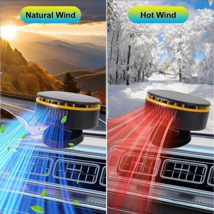 Chauffe Voiture Portable 12V 150W, Désembuage de la Voiture, Chauffage et Refroidissement Rapide 2 en 1, avec Prise Allume-Cigare