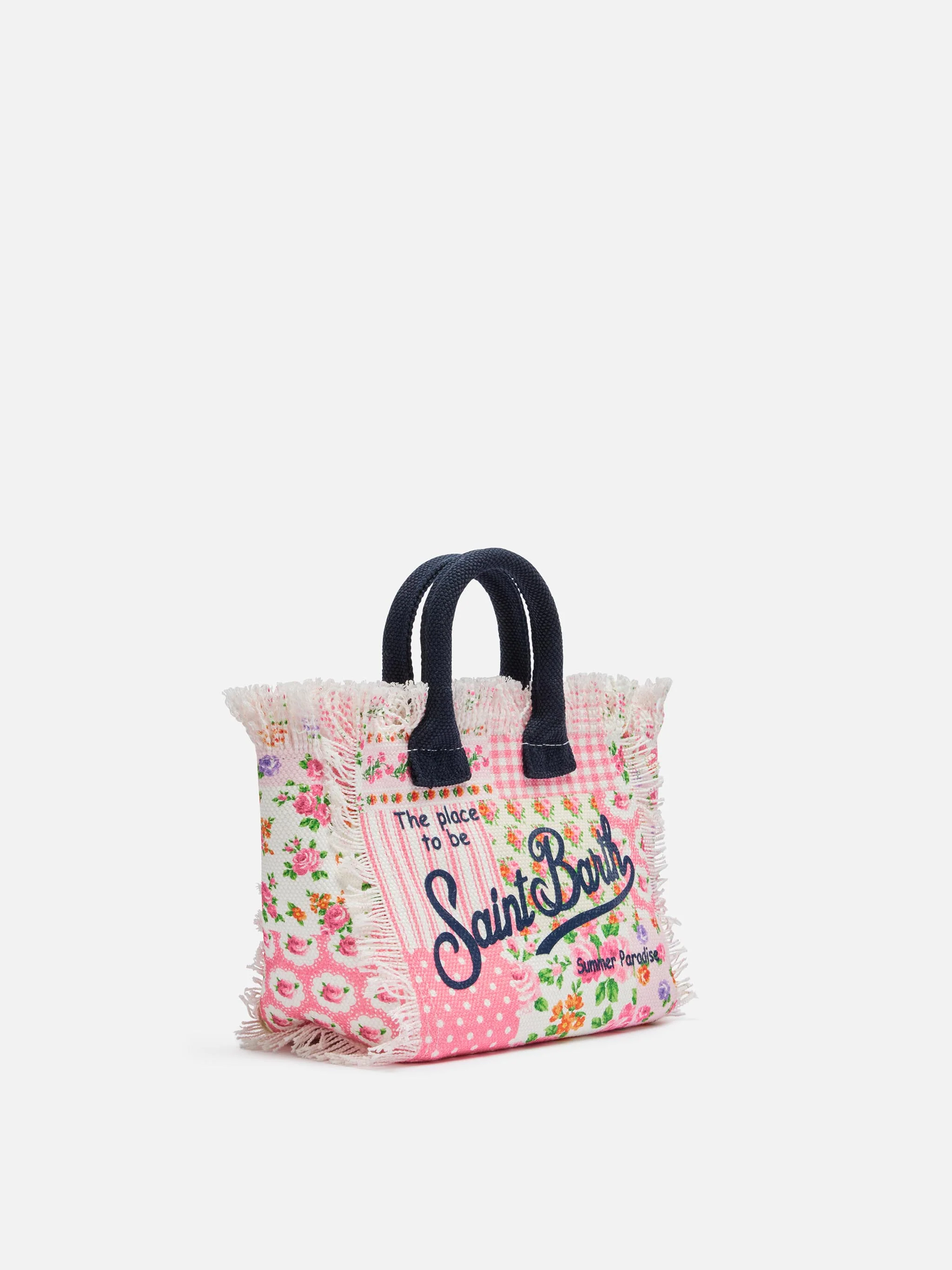 Mini sac à main en toile de coton à imprimé floral