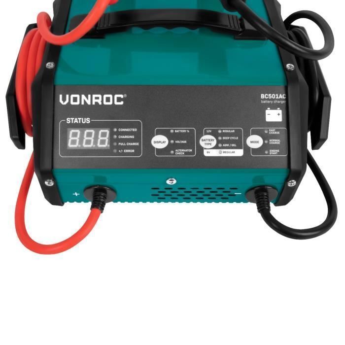 Cargador de baterías con arranque rápido - Máx. 15A - Para baterías de plomo-ácido de 6V y 12V