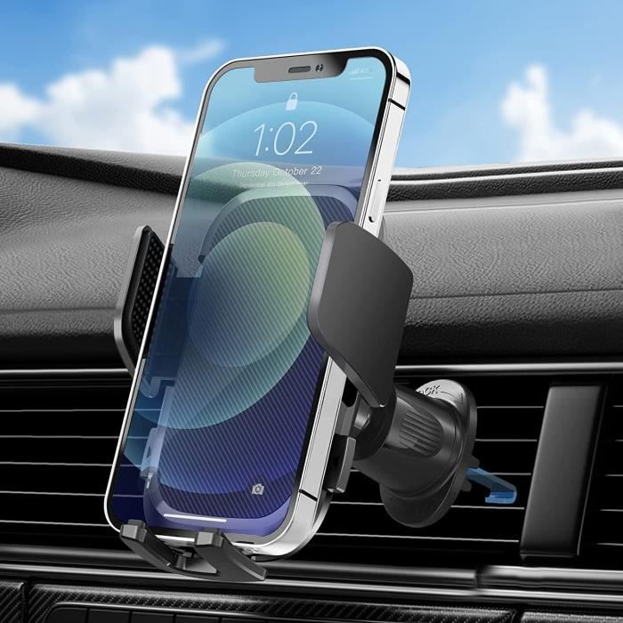 Soporte para teléfono de coche - Toproduits® - Rotación de 360° - Compatible con iPhone/Samsung - Silicona negra