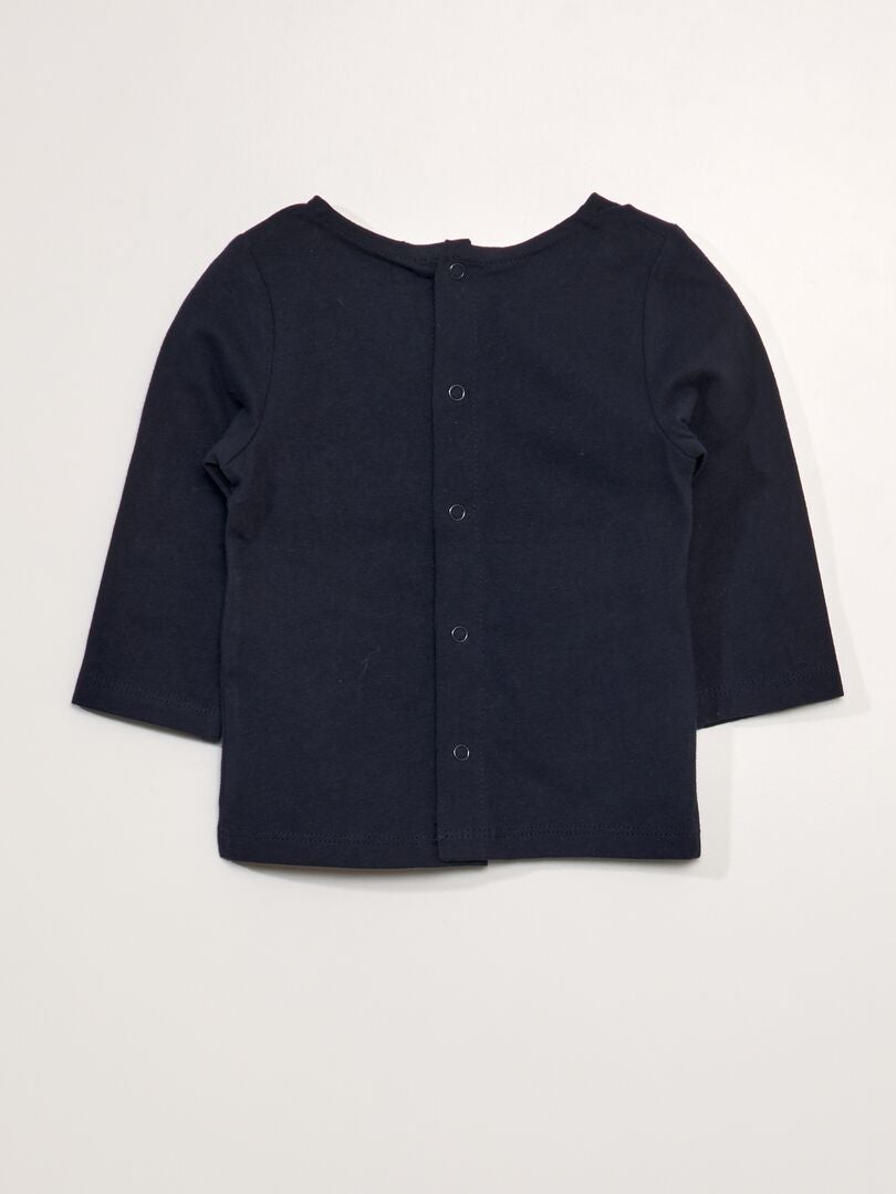 Camiseta de manga larga estampada en bouclé - AZUL