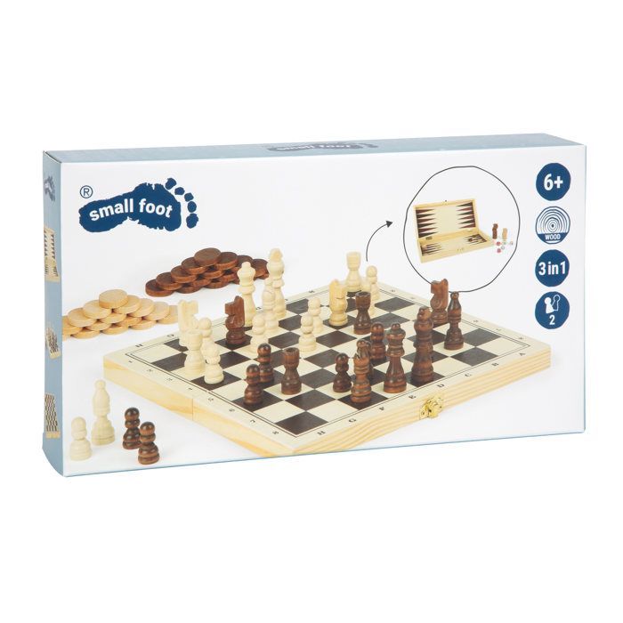 Juegos de mesa - LEGLER - Juegos clásicos 3 en 1 - Caja de madera - 4 juegos incluidos - Para niños y adultos