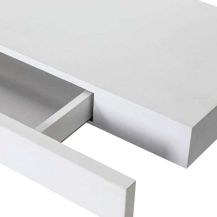 WOLTU Étagère murale avec tiroir secret , Etagère de rangemen en MDF 80x25x5cm, Blanc