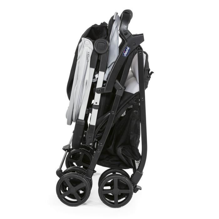 CHICCO Poussette double compacte Ohlala Twin - Dès la naissance - Jusqu'à 15kg - 78 cm de large - Arceau de sécurité - Silver cat