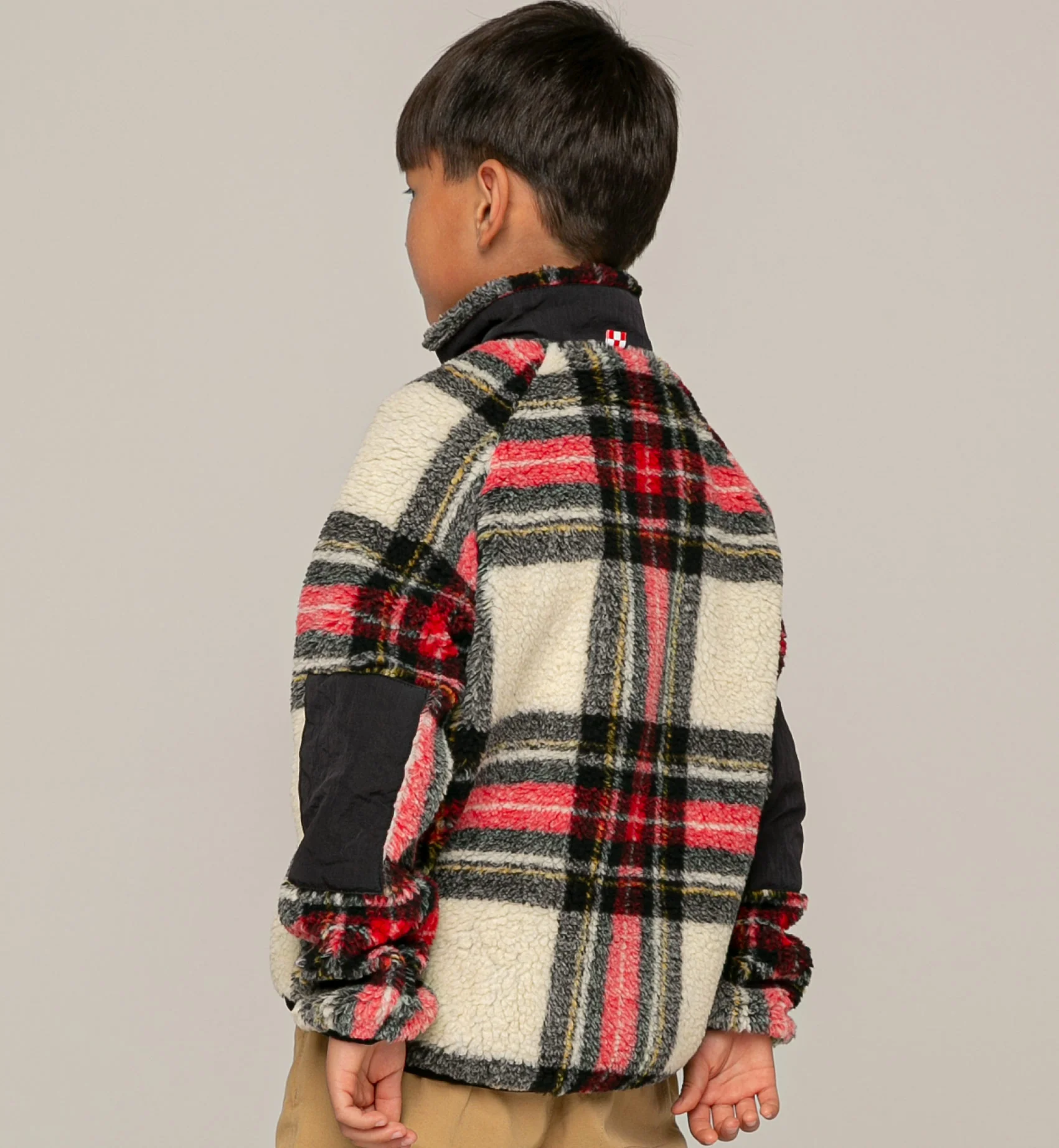 Veste sherpa à carreaux pour garçon avec broderie du St. Barth Bob Club