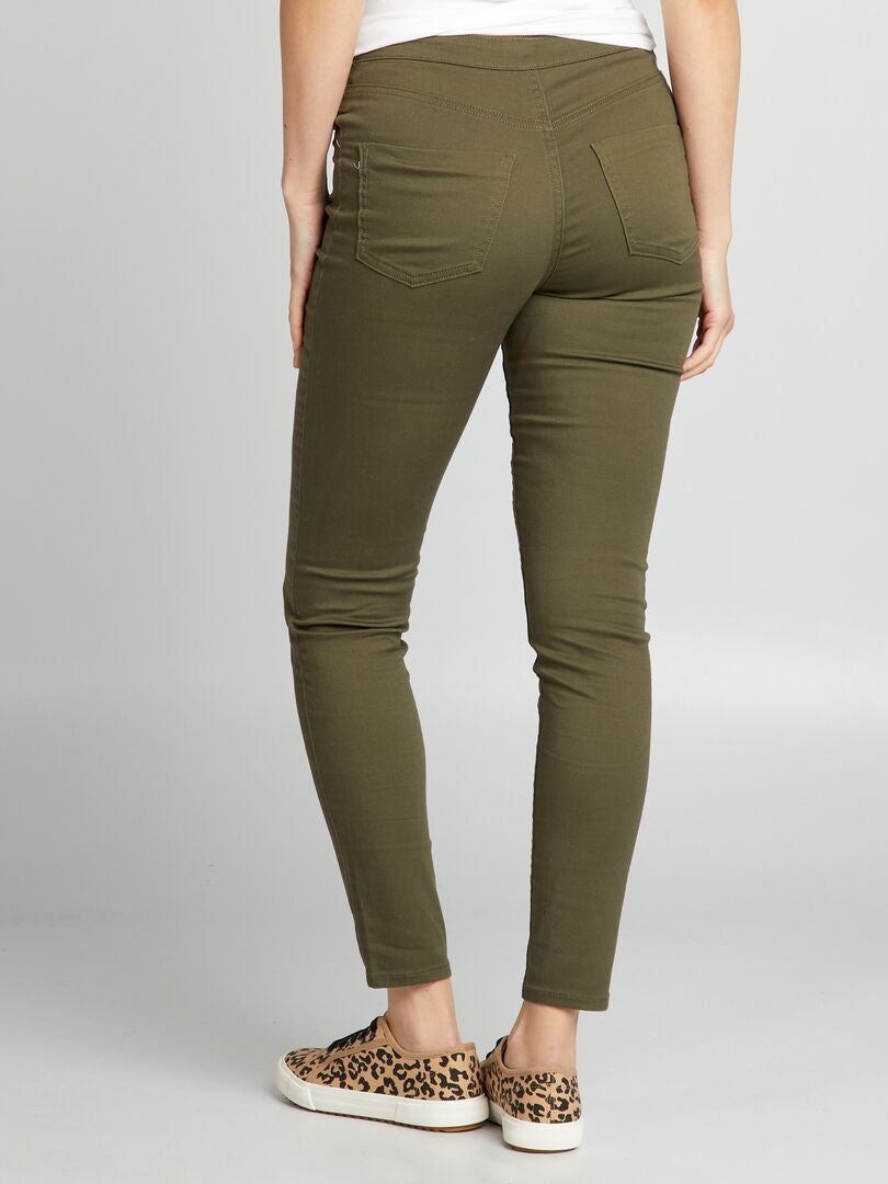 Calças de malha elástica tipo jegging - cáqui