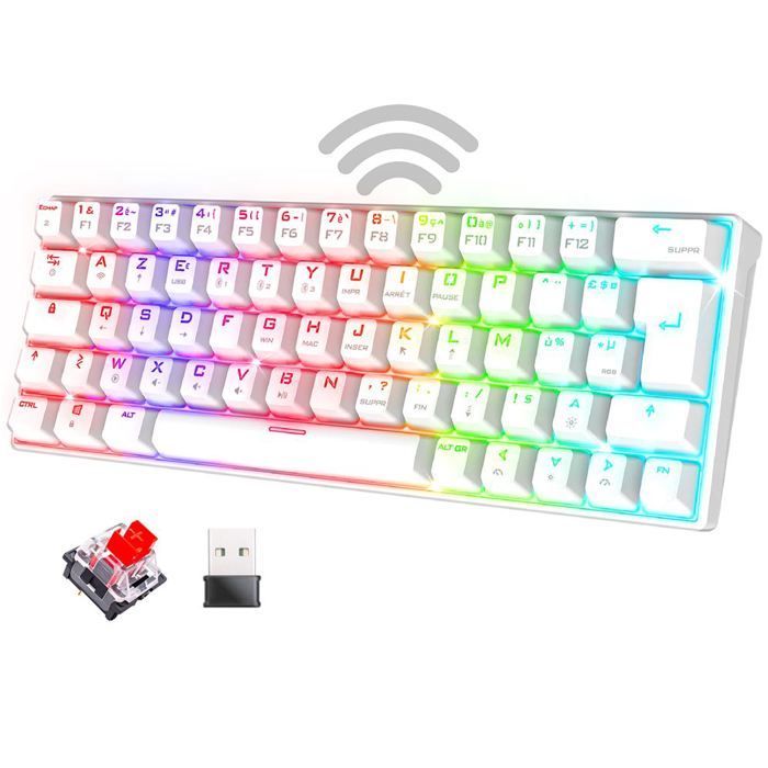 Gaming Keyboard - SPIRIT OF GAMER - XPERT K200 - Mechanical - Wireless - AZERTY 60% - RGB