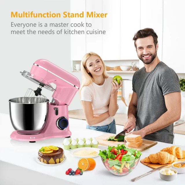Stolní mixér Samsaimo, 6,5-QT 660W 10stupňový naklápěcí kuchyňský mixér, elektrický kuchyňský mixér s mísou, hnětacím hákem, šlehačem a metlou pro většinu domácích kuchařů