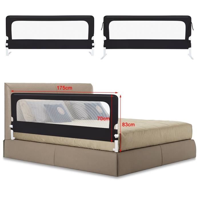 XUANYU Barriere de Sécurité Enfant Lit Pliable Portable 175cm Bébé Rail de Lit Anti-Chute,Noir