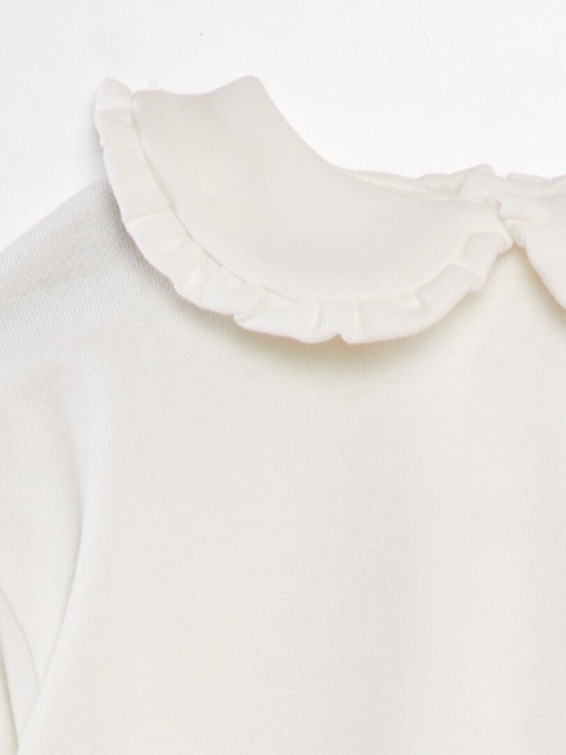 Katoenen sweatshirt met claudine kraag - WIT