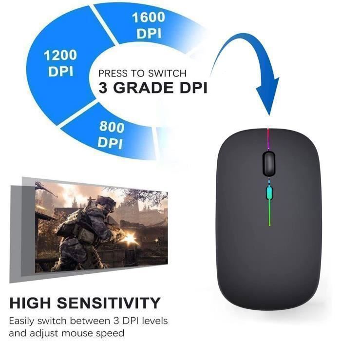 Souris sans Fil - JEANJEAN - Ultra-Mince - Rechargeable - Silencieuse - 2.4G