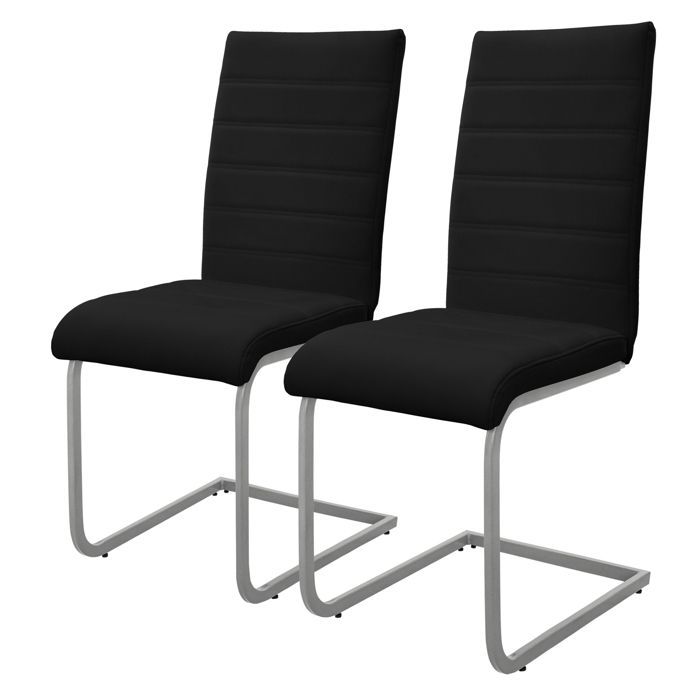 ML-Design 2 Chaises de Salle à Manger en Simili Noir Fauteuil Dossier Ergonomique Assise Rembourrée Chaise de Table Salon Cuisine
