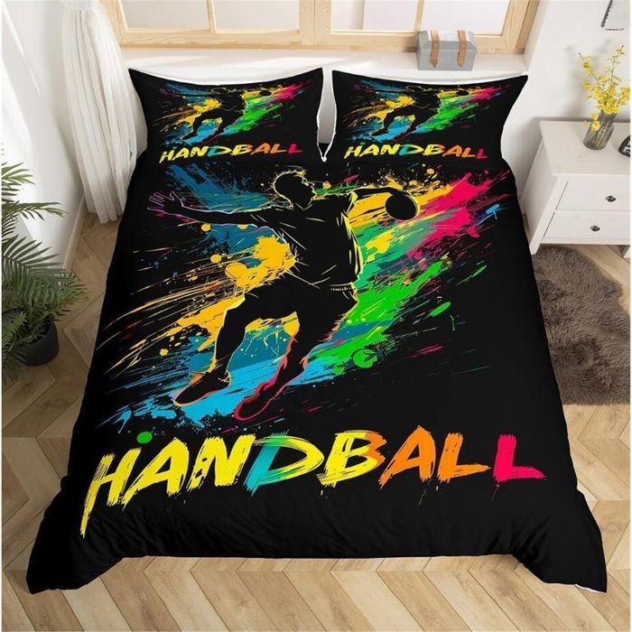 Funda nórdica infantil de balonmano de 220x240 cm, juego de ropa de cama para adolescentes con estampado de grafiti en tinta arcoíris, juego de ropa de cama de moda