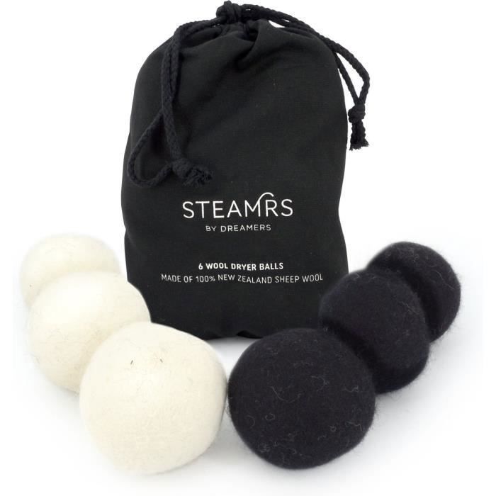 STEAMRS - 6 bolas para secadora - 100 % lana de oveja - Reduce el tiempo de secado - Ropa más suave y sin arrugas
