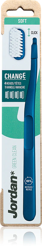 Escova de dentes Jordan Change Green Clean Soft com 4 cabeças