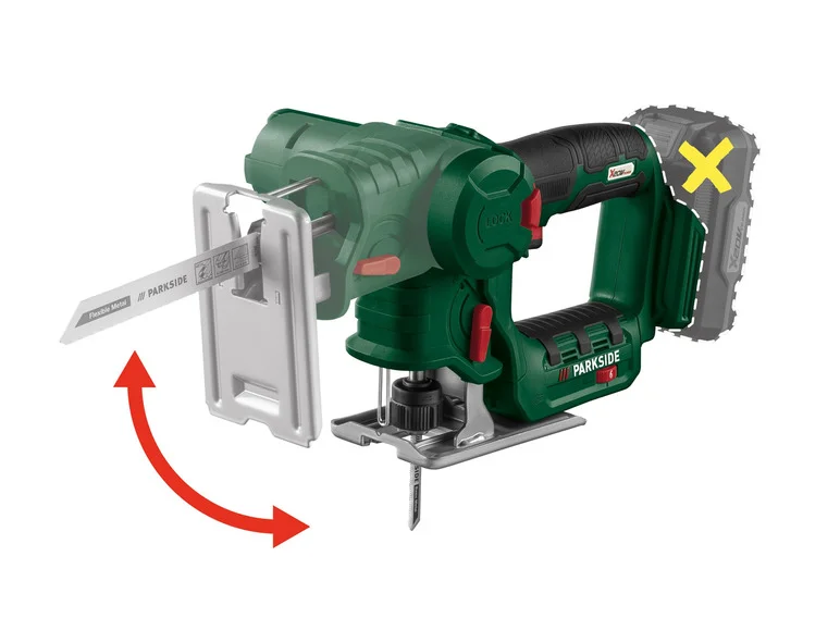 PARKSIDE® Akkukäyttöinen pistosaha ja puukkosaha 2in1 PSSSA 20 Li B2, 20 V