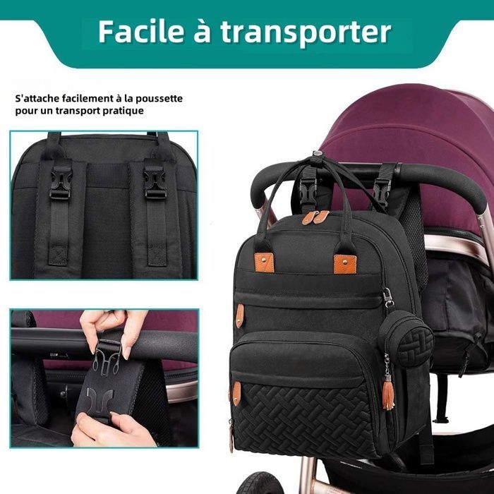 Bolso cambiador de gran capacidad, cambiador, portachupetes, correas para cochecito, bolso de viaje multifuncional para mamá y papá.