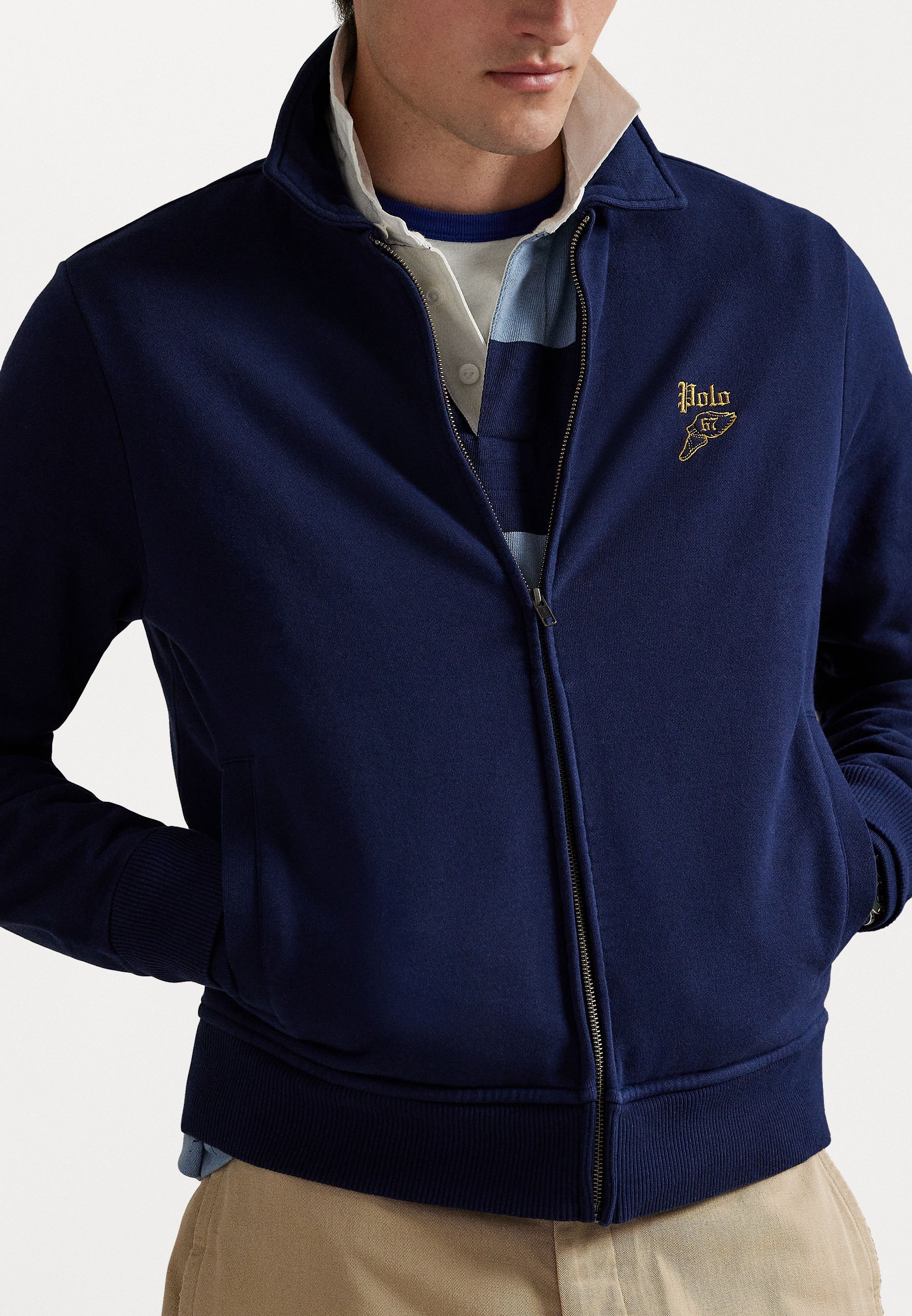 Giacca Polo Ralph Lauren ricamata con chiusura a zip - blu navy