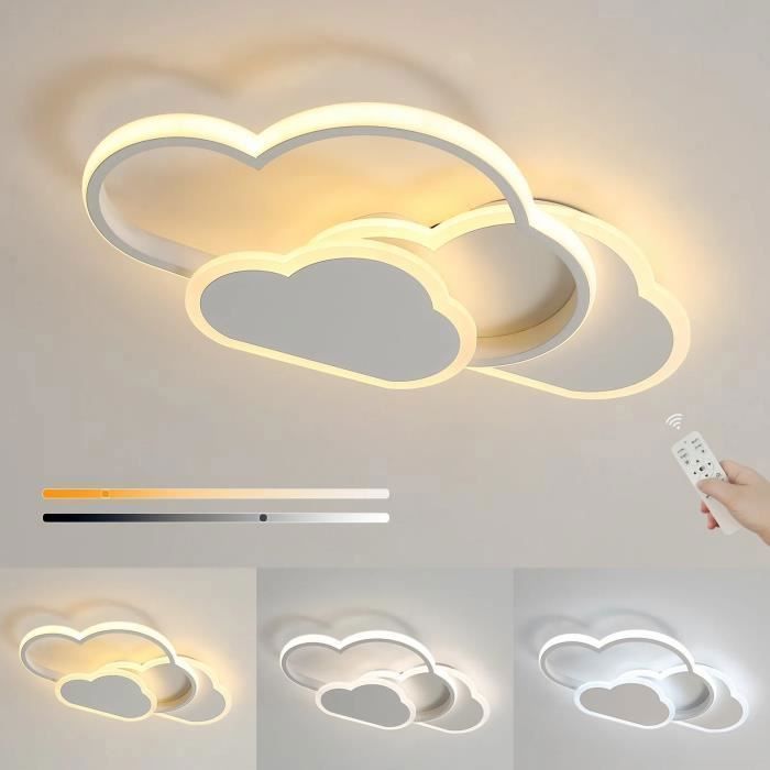 Lámpara de techo LED blanca moderna DELIPOP de 50 W, regulable, con forma de nube y mando a distancia para salón/dormitorio/habitación infantil - Diámetro 42 cm