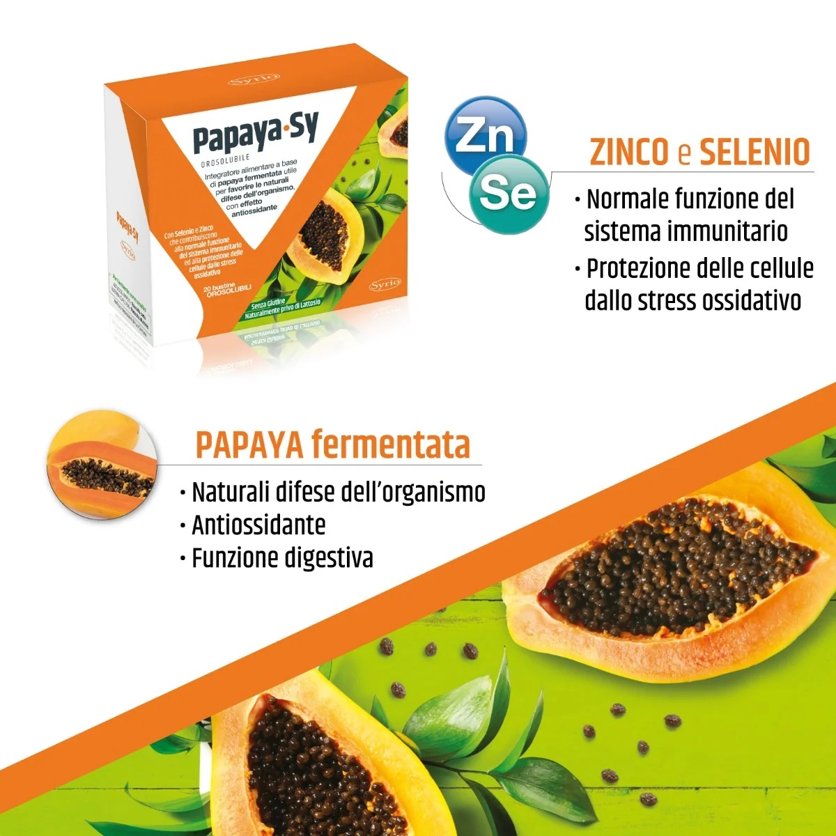 SYRIO Papaya-Sy 20 sachets de 92 g de poudre orodispersible antioxydante