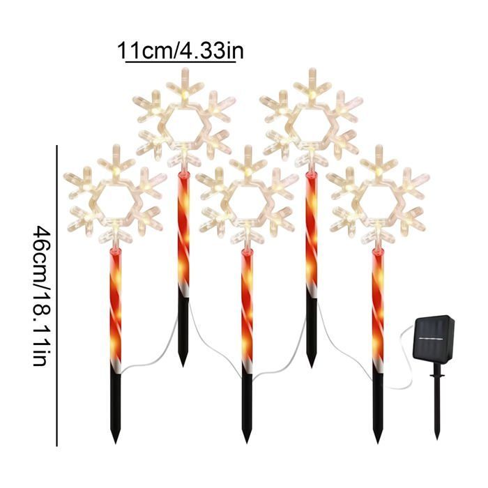 Luzes solares de jardim para uso externo - 5 peças de luzes solares de Natal em formato de floco de neve | Lâmpadas LED à prova d'água