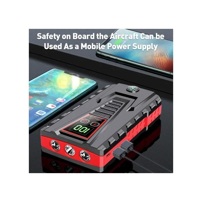 Avviatore di emergenza per auto - 99800 mAh - Avviatore di emergenza portatile - Schermo LED - Power bank portatile - Avviamento di emergenza/Gonfiaggio/Ricarica