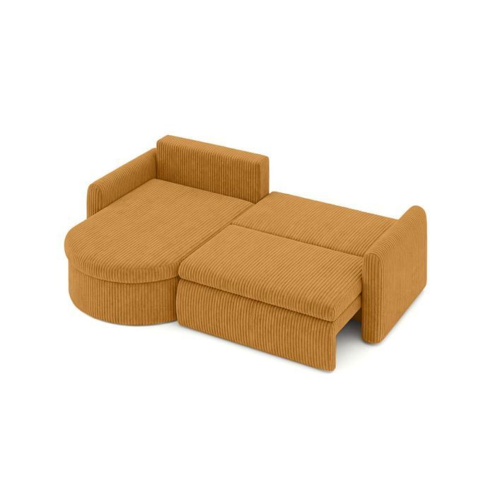 Sofá cama esquinero reversible VERA de 4 plazas en pana - Amarillo