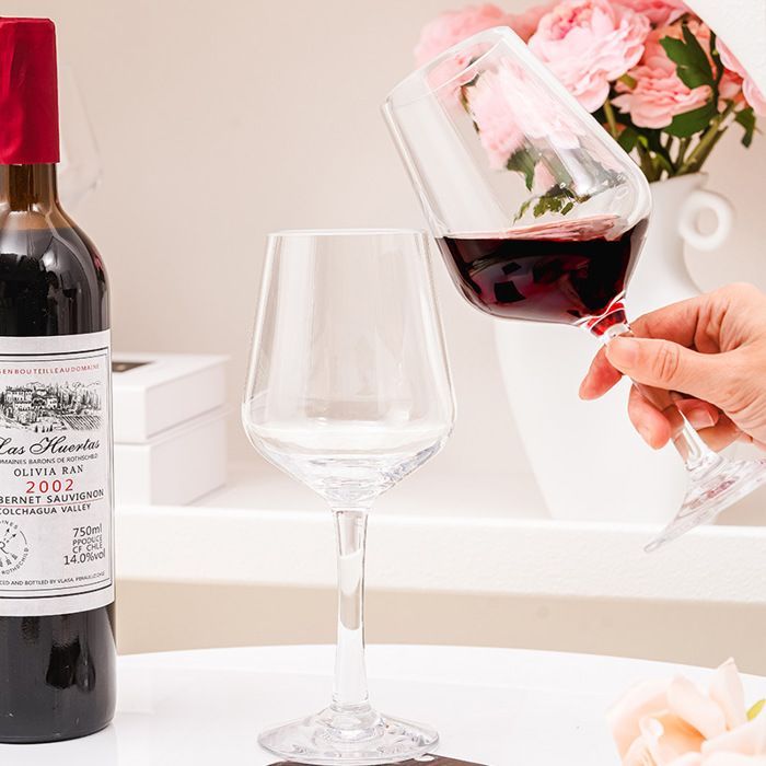 Ensemble de 6 verres à vin en plastique réutilisable, capacité de 280 ml - verres à pied incassables, sans BPA, lavables en