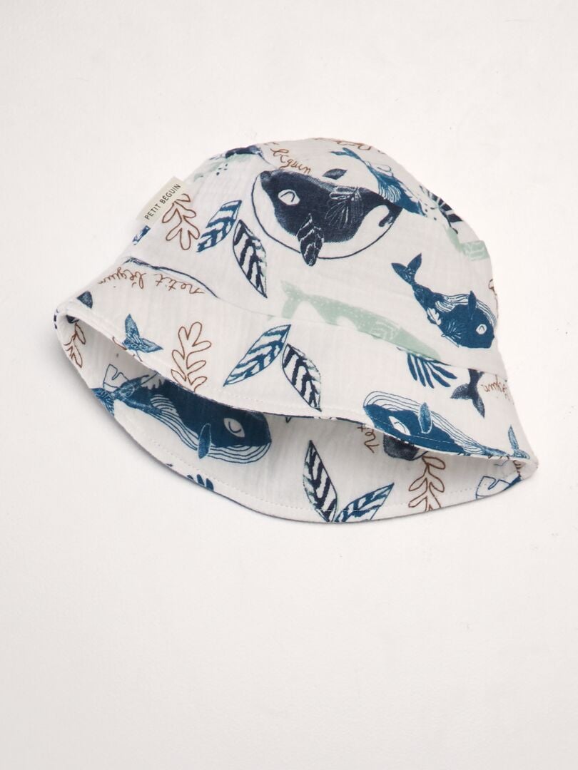 Chándal de gasa de algodón + gorro bob - 2 piezas - BLANCO