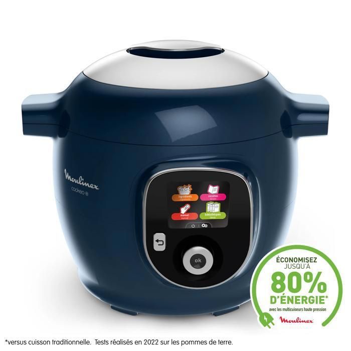 Olla multifunción Moulinex Cookeo, 150 recetas, rápida, 6 L, 6 raciones, azul, cucharón incluido, YY5137FB