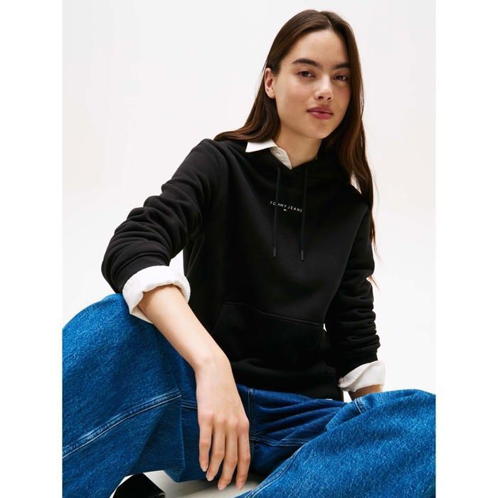 Sudadera negra Tommy Hilfiger Linear para mujer