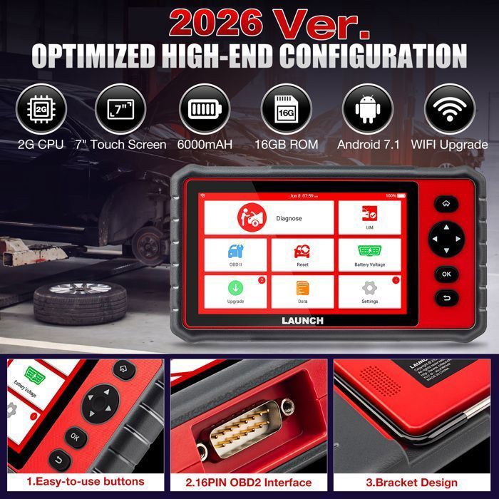 Escáner de diagnóstico automotriz LAUNCH CRP909E OBD II en francés con 2 años de actualizaciones gratuitas, 28 servicios, TPMS, SAS, DPF, ABS